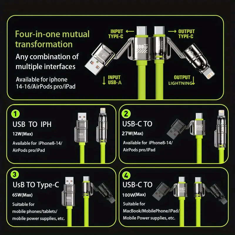 4-in-1 USB-C to Lightning Fast Charging Cable,